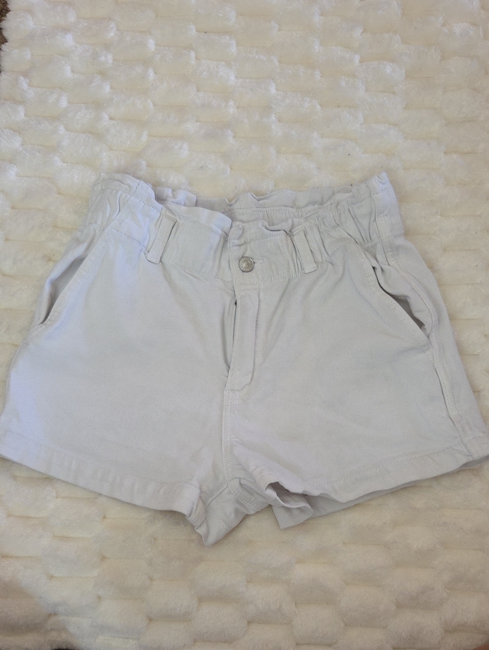 American Eagle Outfitters High-Waist White Paperbag Shorts